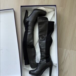 Stuart Weitzman Elegant Black Leather Over-the-Knee Boots 6.5